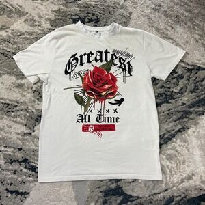 Y2K Southpole T Shirt Sz L White Cotton Graphic Print Greatest Of All Time Rose